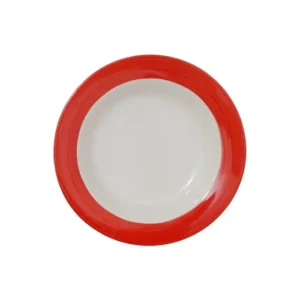 PLATO HONDO BORDE ROJO